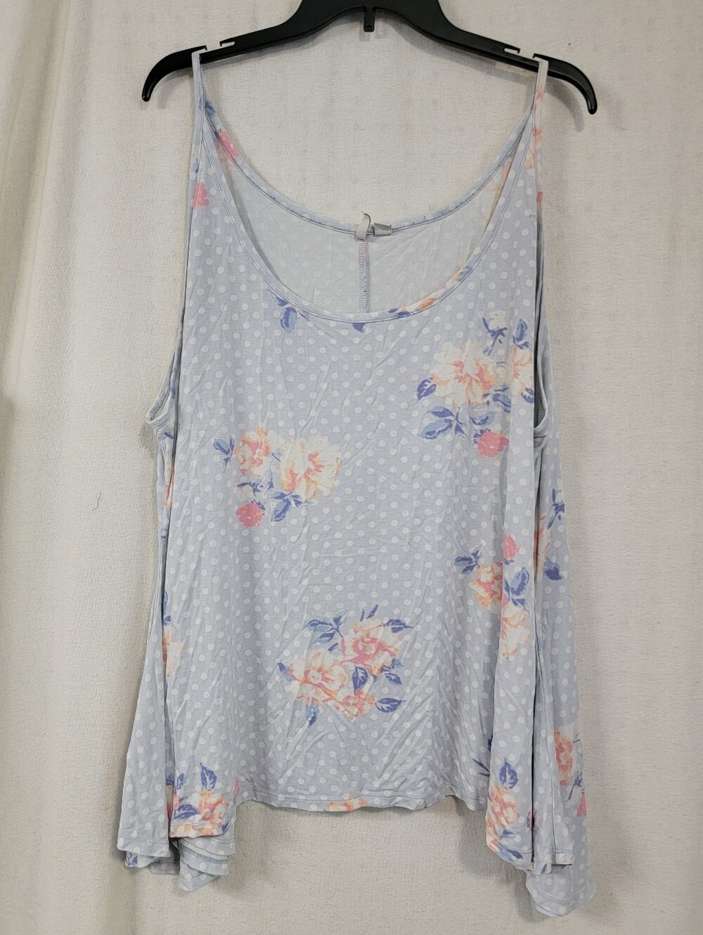 Cato Light Blue Polka Dot Floral Tank Top